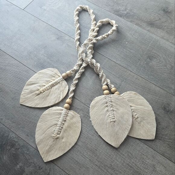 NEW Bohemian Woven Curtain Tiebacks Leaf NWOT - Picture 1 of 11